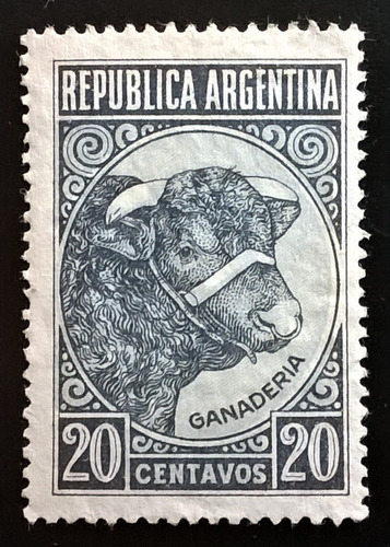 Argentina Fauna, Sello Gj 884 Toro Sol Rr 1942 Nuevo L14043