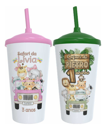 Kit 25 Copos Twister 300ml Personalizados - Safari