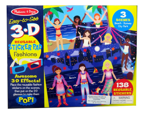 Fashion En 3d Block Stikers Reutilizables Con Lentes 3d