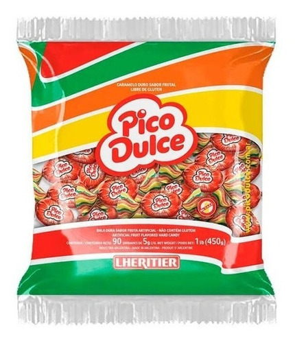 Caramelos Duros Frutales Pico Dulce Sin Gluten 450 Grs 90 U