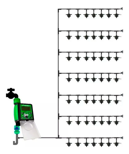 Kit Irrigação P/ Jardim Vertical 51 Pontos Temporizador Aut