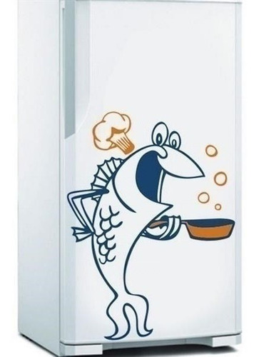 Vinilo Decorativo Refrigerador Pescado Cocinero