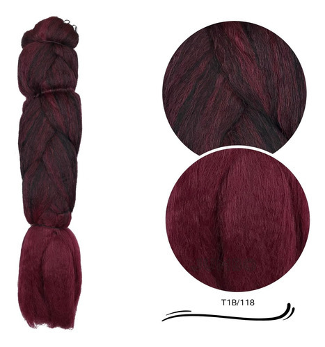 Peinador Jumbo Braid Box Braids Colors Ombré para mujer, color T1B/118, negro/cereza