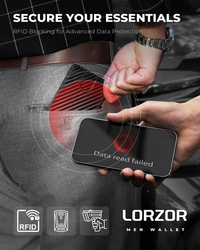 Lorzor Carteras Minimalistas Con Bolsillo Frontal Para Hombr
