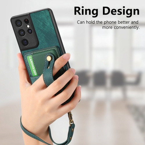 Funda De Cuero Con Pulsera Cruzada Para Samsung
