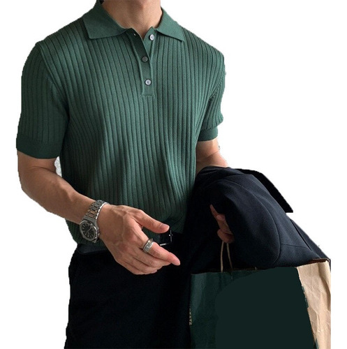 S Playera Con Solapa Para Hombre, Camisa De Punto De Manga