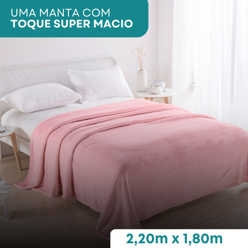 Manta De Microfibra Lisa Soft Veludo Casal Cobertor Casa Premium Quentinha Cor Rosa Claro