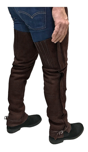 Imagem 3 de 6 de Calça Couro Nobuck Vaquejada Vaqueiro Profissional Completa