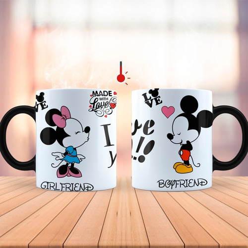 2 Tazas Mágicas Mickey Minnie | Novios Tazas Pareja