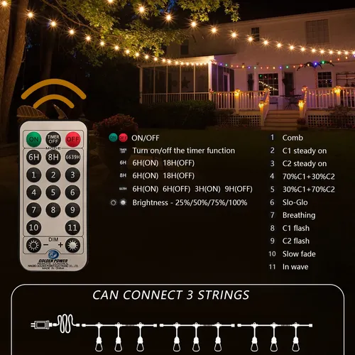 Voolex 11 Modos De Luces Led Para Exteriores Con Control Rem