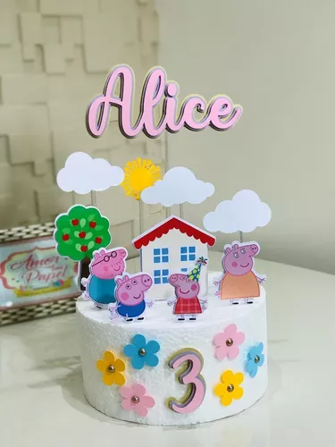 Topo Topper Decoração Bolo Aniversário Peppa Pig