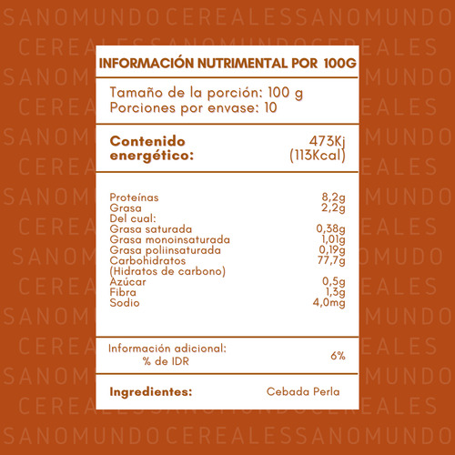 Cebada Perla 1k Caja De 4 Bolsas (4kg) Sano Mundo