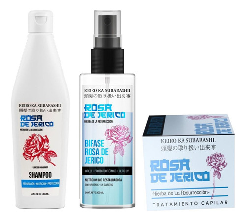 Combo Shampoo Rosa De Jerico Para Cabello X 3 Piezas