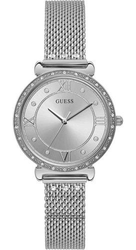 Reloj Guess Mujer W1289l1 Bisel Con Piedras Malla Tejida