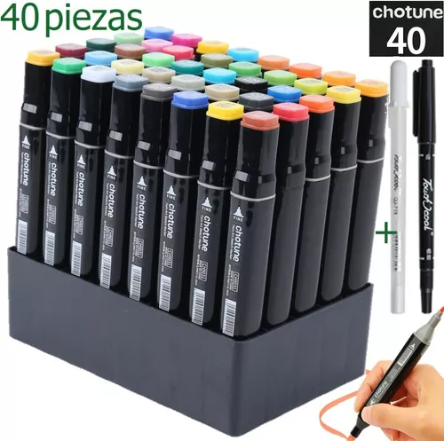 Juego de marcadores de arte de 40 colores Rotuladores a base de alcohol  Dual