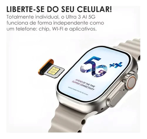 Smartwatch Ultra 3 Ai Chip 5g Câmera Wifi 16gb + 7 Pulseiras