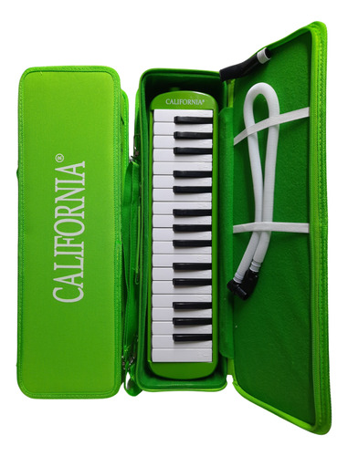 Flauta Melodica California 32 Teclas Verde Con Estuche Rígid