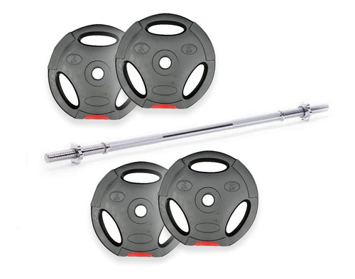 Set Barra Maciza 1.50 Mt + 20 Kg Discos Rellenos