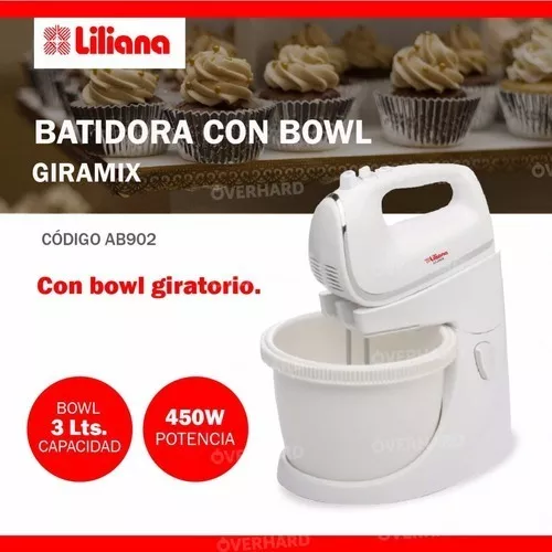 Batidora de pie LILIANA GIRAMIX 450w con bowl giratorio y 3  vel-(AB102)-90049 - Previsora del Paraná