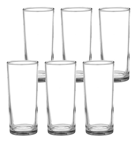 Jogo De 6 Copos C/ 260ml Conjunto Copos Fundo Redondo Vidro Cor Transparente