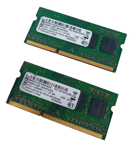 Kit C/2 Memória Smart Ddr3 Pcl3 -12800 4g Para Notebooks (Usado)