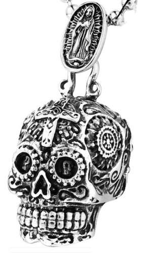 Calavera Mexicana Cráneo Dije Collar Acero Inox Unisex P8d3r