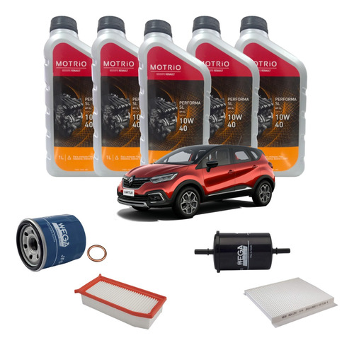 Kit Revisão Oleo E Filtros Captur 1.6 16v 2017 Em Diante