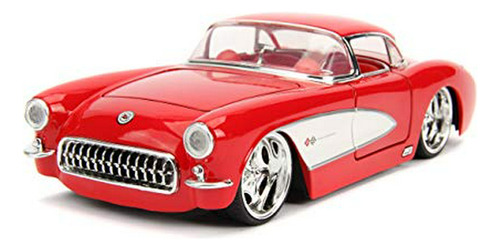 Jada 1957 Chevrolet Corvette Rojo Con Interior Rojo Bigtime 