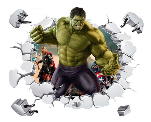 Decoracion En Vinil Avengers Hulk Sticker Superheroes 65x55