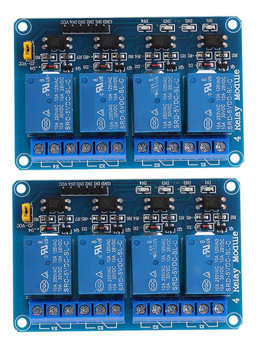 Módulo De Relé, 2 Piezas, Optoacoplador De 4 Canales, Aislam