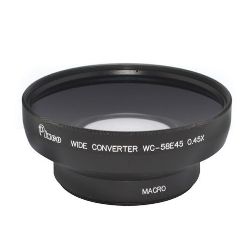 Profesional 58mm 0.45 X Gran Angular Len Con Negro Macro Par