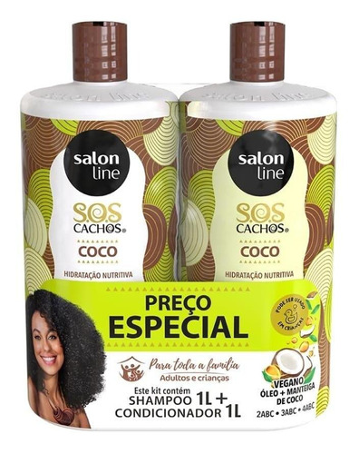 Kit Shampoo E Condicionador S.o.s Coco Cachos Salon Line