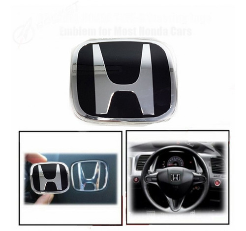 Honda Civic  / Fit / City / Accord  Emblema H Volante Insignia Negra Negro Cromado Logo Adhesivo 