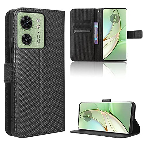 Funda Para Motorola Edge 40 Cuero Flip Negro