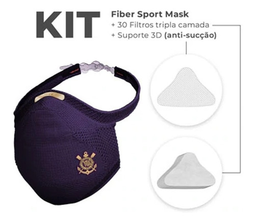 Kit de mascarillas Corinthians Fiber Knit, con filtro de protección y soporte, color morado, talla G
