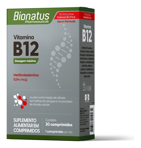 Vitamina B12 Metilcobalamina 30comprimidos Bionatus