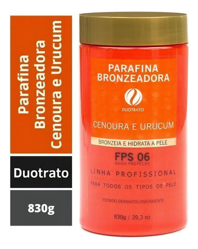 Parafina Bronzeadora Profissional Cenoura E Urucum 830g