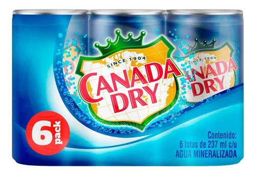 Agua Mineral Canada Dry Club Soda 6 Pack 237ml