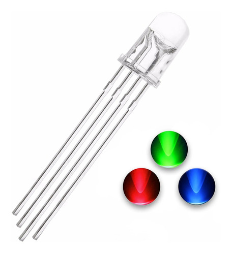 Pack 10 Led 5 Mm Rgb Crystal 4 Pines Anodo Comun Leds Rgb