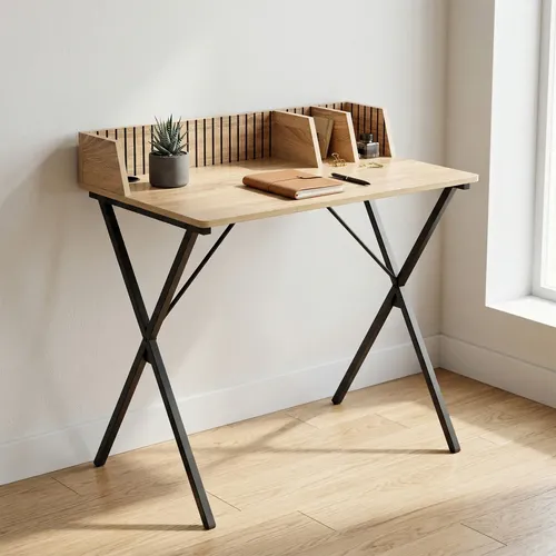 Escritorio Desk Var2 Relan Con Organizador Estilo Industrial