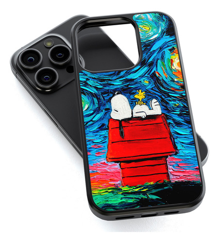 Funda Para iPhone Snoopy Noche Estrellada Van Gogh Schulz