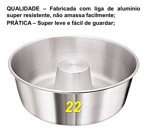Imagem 2 de 6 de Forma Assadeira De Bolo Redonda Com Furo 22 Cm