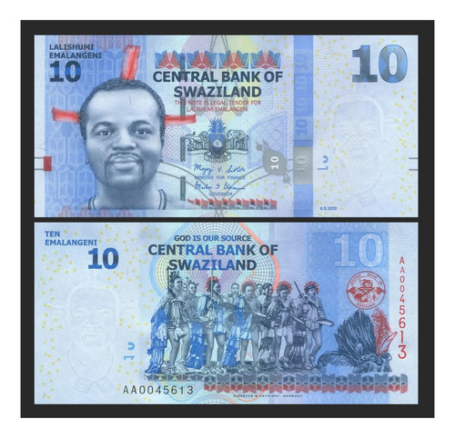 Grr-billete De Suacilandia ( Swaziland ) 10 Emalangeni 2015