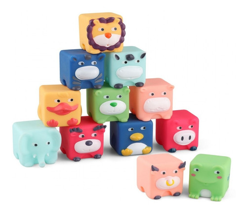 Set X 6 Cubos De Goma Animales Ideal Para El Baño 