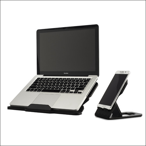 Kit Soporte Notebook + Celular Regulable Portátil Madera