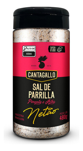 Sal De Parrilla Pimenta E Alho By Netão Cantagallo 480g - Pote