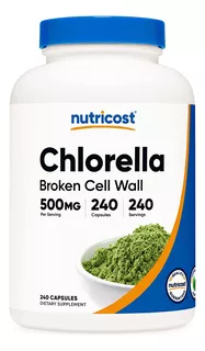 Nutricost Chlorella Broken Cell Wall 500mg 240 Capsules Sabor Sin Sabor