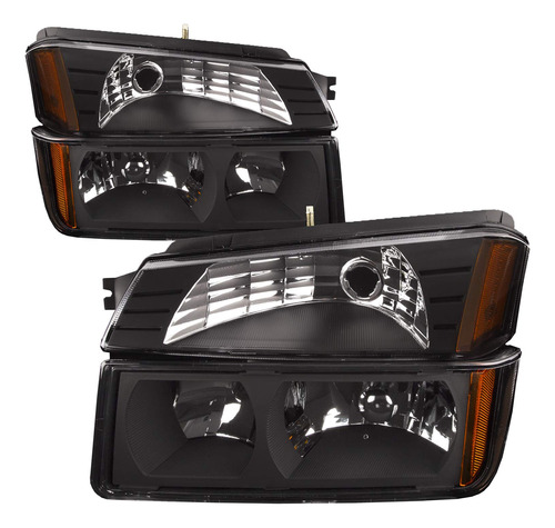 Headlightsdepot Faro Halogeno Carcasa Negra Para Chevrolet