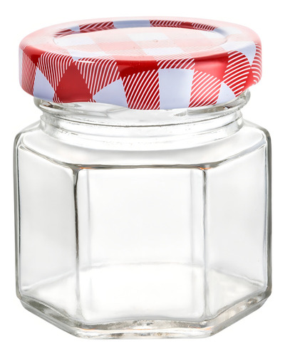 Caja 144 Frasco Mini Hexagonal Tapa Mantel Rojo 45 Ml