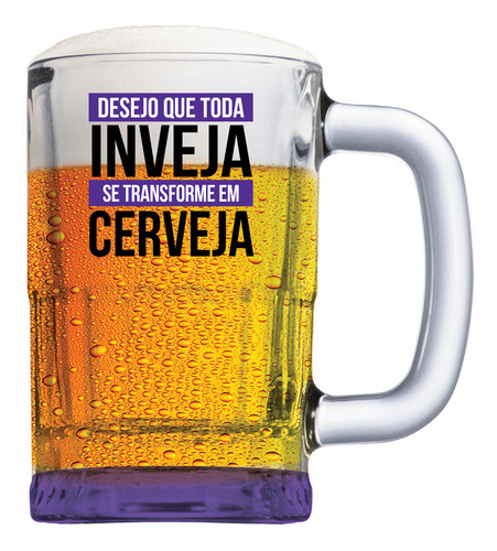 Caneca De Vidro Ice Beer For You 355ml Roxo - Ruvolo